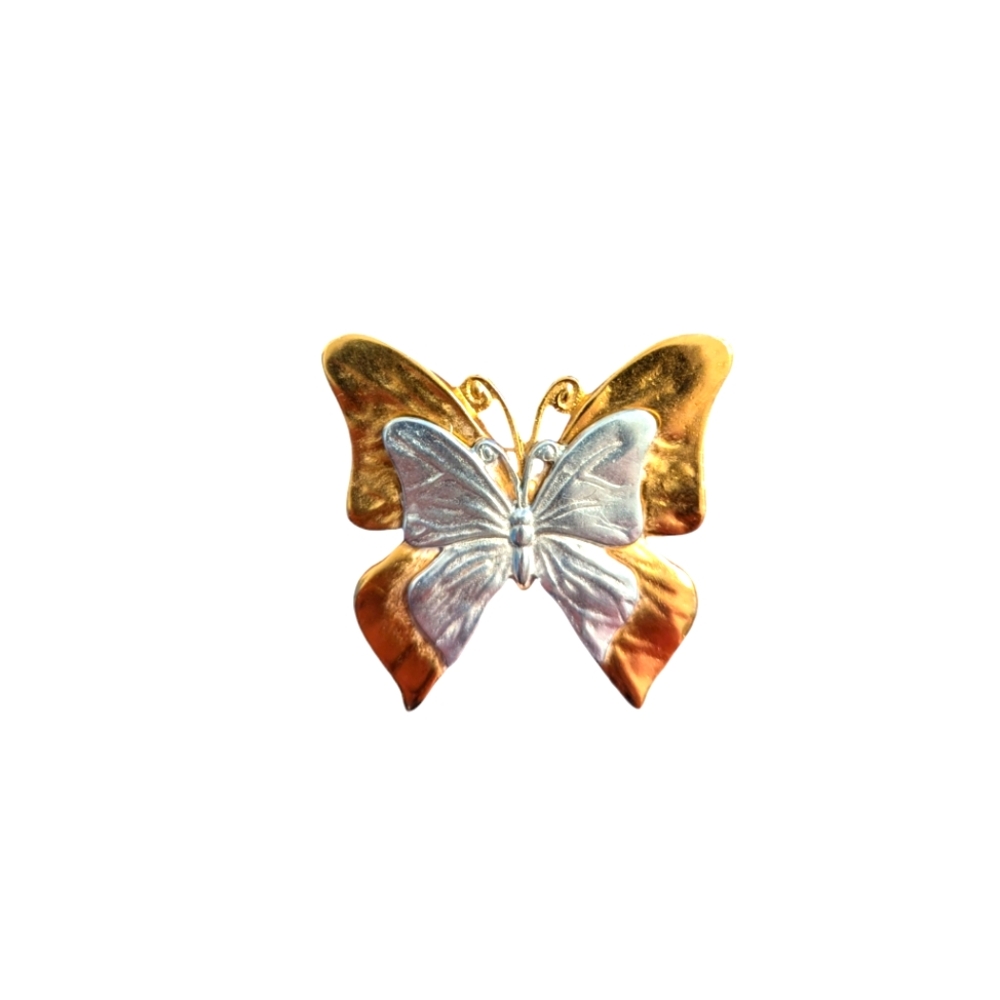Premier Designs Silver and Copper Butterfly Brooch Pin